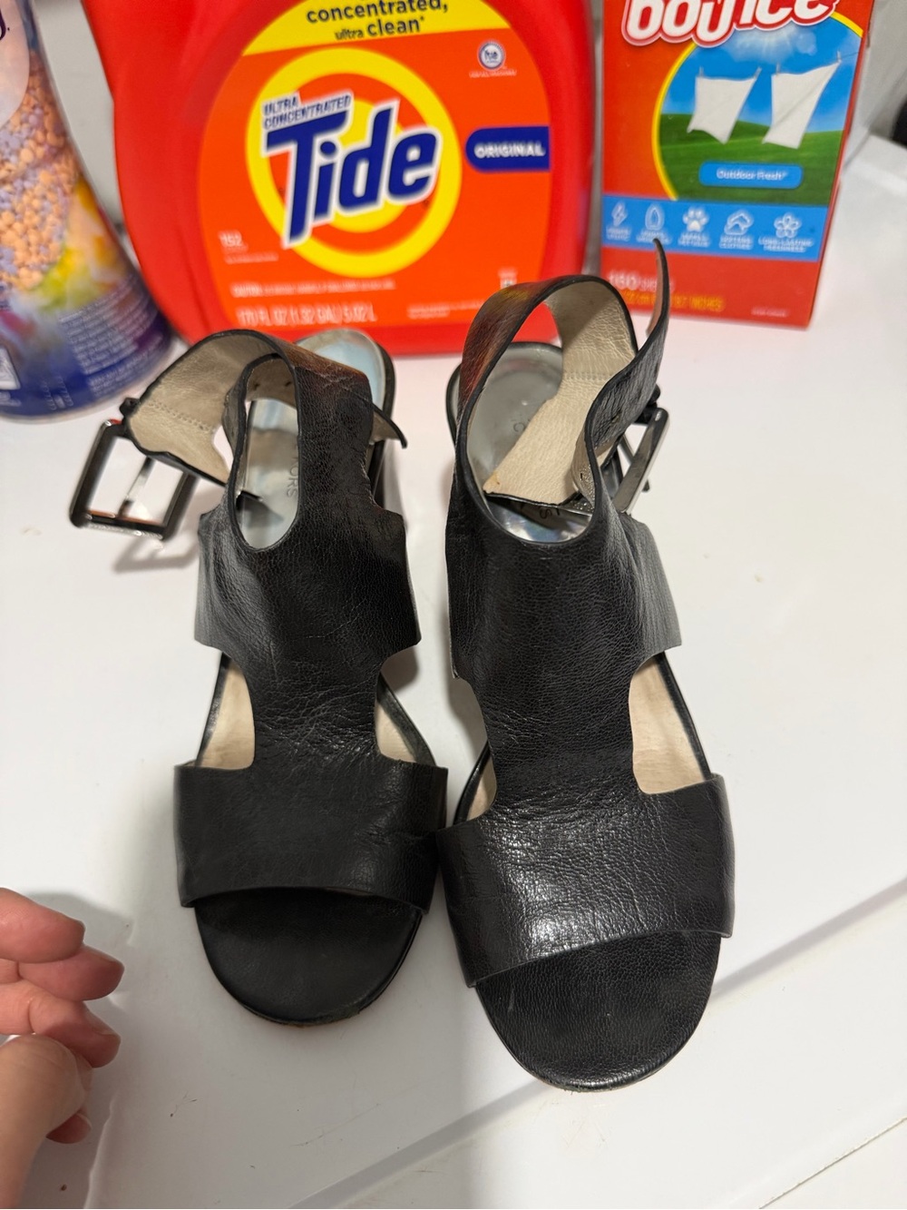 Michael Kors Black Leather Open-Toe Buckle Mules